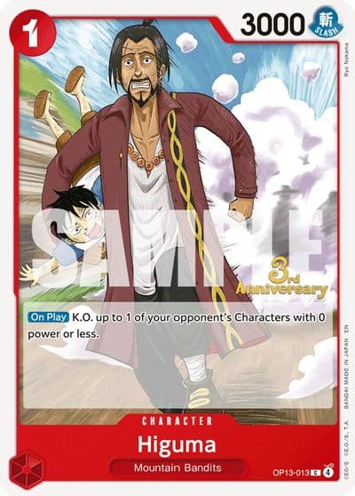 Higuma Carrying On His Will: 3rd Anniversary Tournament Cards One Piece card
