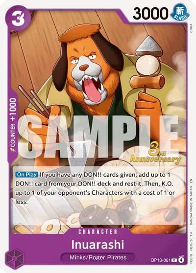 Inuarashi Carrying On His Will: 3rd Anniversary Tournament Cards One Piece card