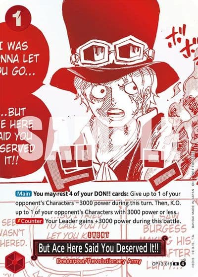 But Ace Here Said You Deserved It 3rd Anniversary Treasure Campaign Pack One Piece Promotion Cards One Piece card
