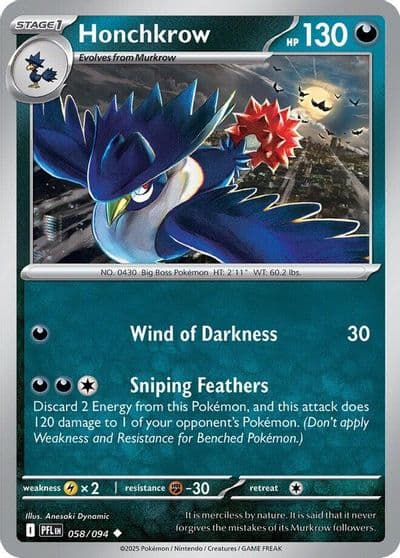 Honchkrow ME02: Phantasmal Flames Pokemon card