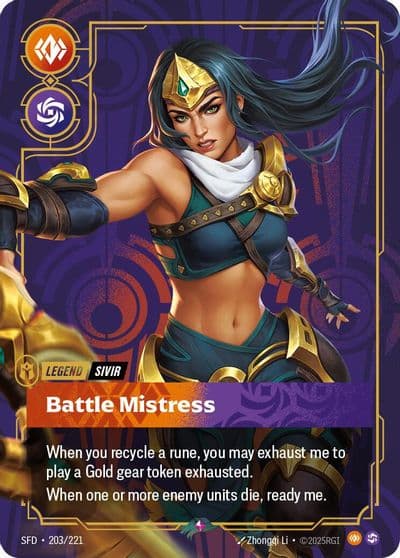 Sivir Battle Mistress Spiritforged Riftbound card