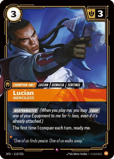Lucian Merciless Spiritforged Riftbound card