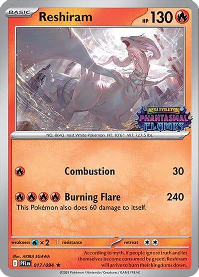 Reshiram (Phantasmal Flames Stamped) Miscellaneous Cards & Products Pokemon card
