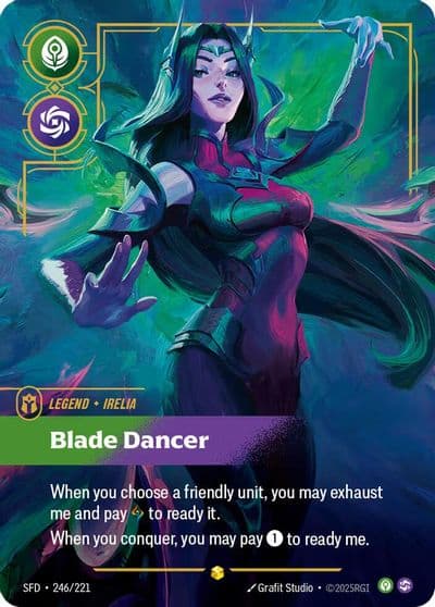 Irelia Blade Dancer Overnumbered Spiritforged Riftbound card