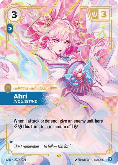 Ahri Inquisitive Signature Spiritforged Riftbound card