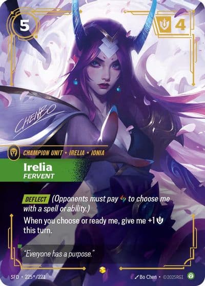Irelia Fervent Signature Spiritforged Riftbound card