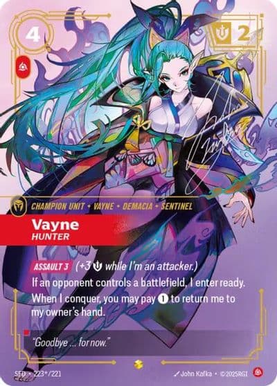 Vayne Hunter Signature Spiritforged Riftbound card