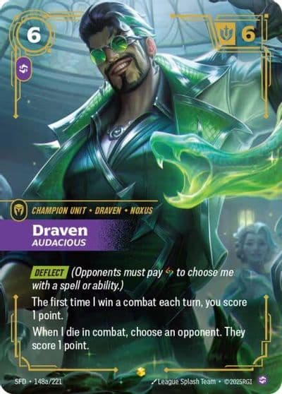 Draven Audacious Alternate Art Spiritforged Riftbound card