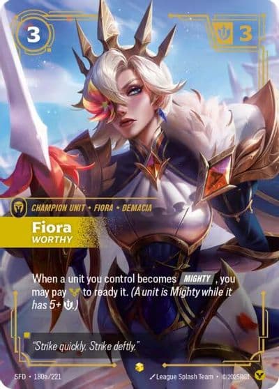 Fiora Worthy Alternate Art Spiritforged Riftbound card