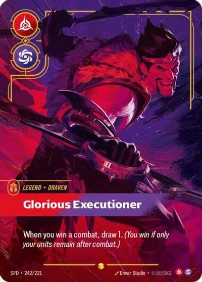 Draven Glorious Executioner Overnumbered Spiritforged Riftbound card