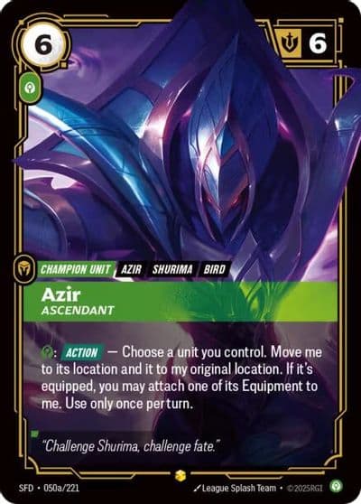 Azir Ascendant Alternate Art Spiritforged Riftbound card