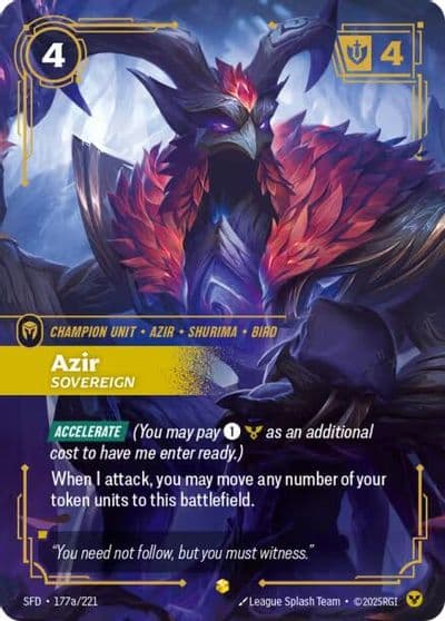 Azir Sovereign Alternate Art Spiritforged Riftbound card