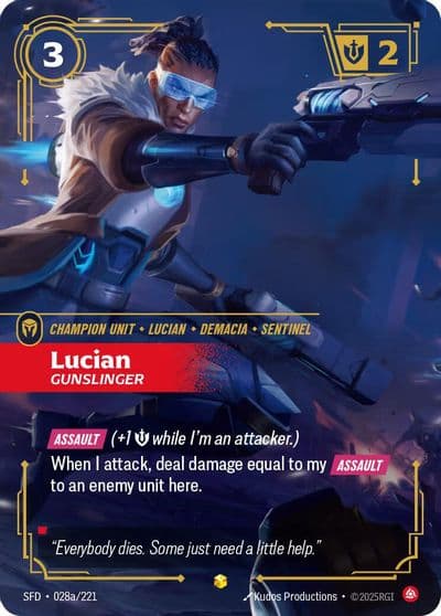 Lucian Gunslinger Alternate Art Spiritforged Riftbound card