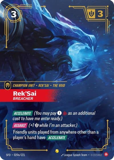 RekSai Breacher Alternate Art Spiritforged Riftbound card