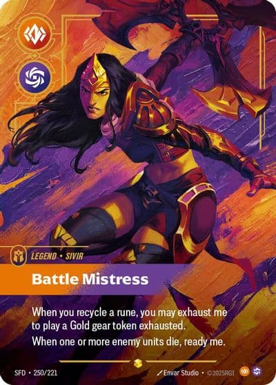 Sivir Battle Mistress Overnumbered Spiritforged Riftbound card