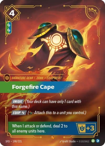 Forgefire Cape Spiritforged Riftbound card