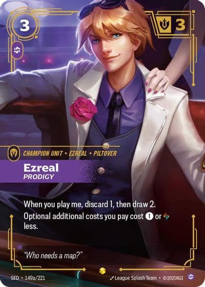 Ezreal Prodigy Alternate Art Spiritforged Riftbound card