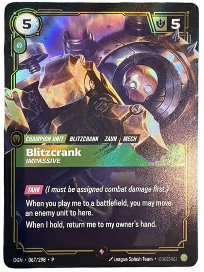 Blitzcrank Impassive Riftbound Organized Play Promotional Cards Riftbound card
