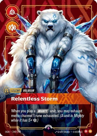 Volibear Relentless Storm Metal Riftbound Organized Play Promotional Cards Riftbound card