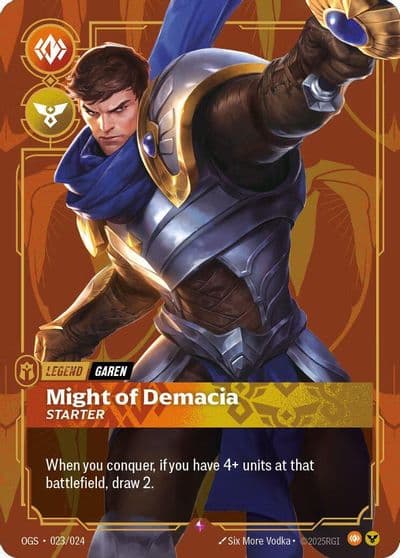 Garen Might of Demacia Metal Riftbound Organized Play Promotional Cards Riftbound card