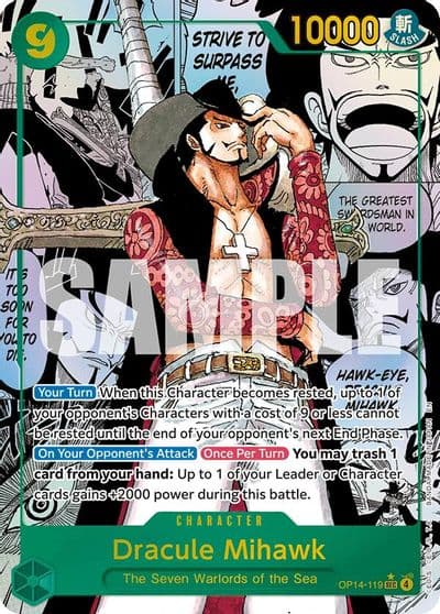 Dracule Mihawk Manga The Azure Sea's Seven One Piece card