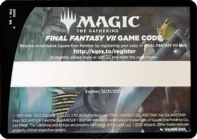 FINAL FANTASY VII Game Code Card FINAL FANTASY Magic card