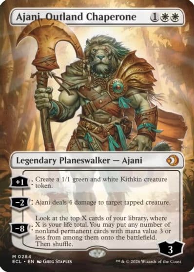 Ajani Outland Chaperone Borderless Lorwyn Eclipsed Magic card