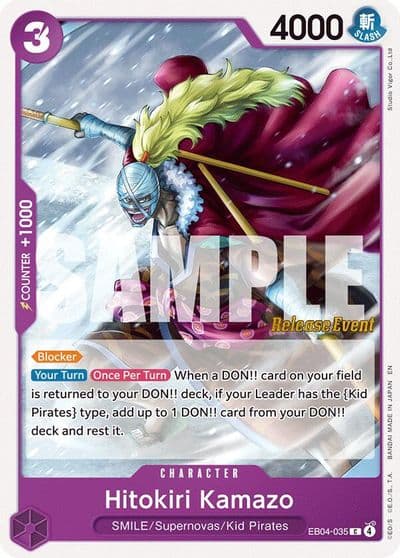Hitokiri Kamazo The Azure Sea's Seven Release Event Cards One Piece card