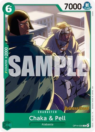 Chaka and Pell OP14 030 The Azure Sea's Seven Release Event Cards One Piece card
