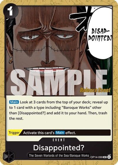 Disappointed The Azure Sea's Seven Release Event Cards One Piece card