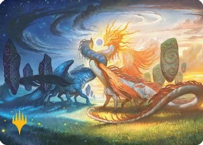 Celestial Reunion Art Card 19 54 Gold Stamped Planeswalker Symbol Art Series: Lorwyn Eclipsed Magic card