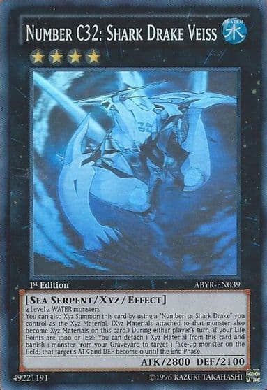 Number C32 Shark Drake Veiss Ghost Rare Abyss Rising Yu-Gi-Oh! card