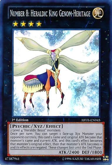 Number 8 Heraldic King Genom Heritage Abyss Rising Yu-Gi-Oh! card