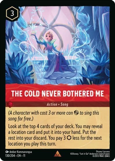The Cold Never Bothered Me Winterspell Lorcana card