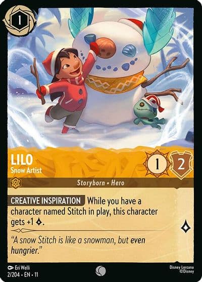 Lilo Snow Artist Winterspell Lorcana card