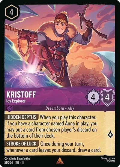 Kristoff Icy Explorer Winterspell Lorcana card