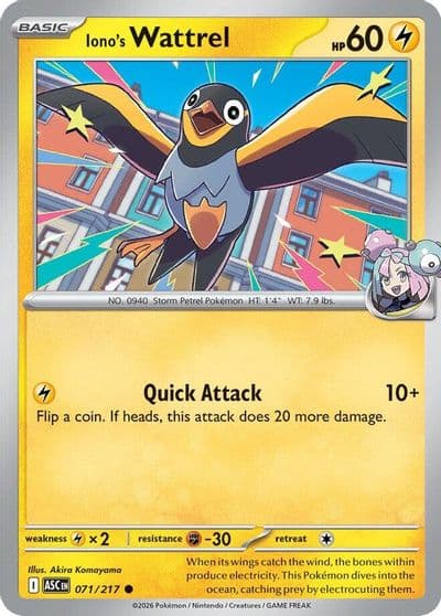 Iono's Wattrel ME: Ascended Heroes Pokemon card