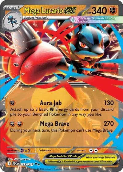 Mega Lucario ex ME: Ascended Heroes Pokemon card