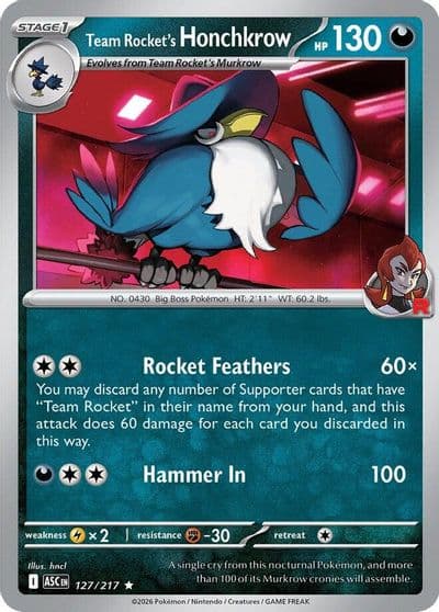 Team Rocket's Honchkrow ME: Ascended Heroes Pokemon card