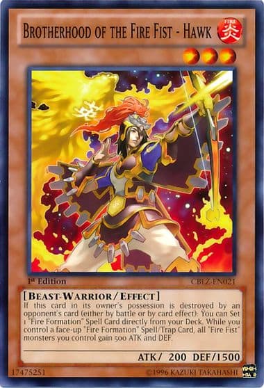 Brotherhood of the Fire Fist Hawk Cosmo Blazer Yu-Gi-Oh! card
