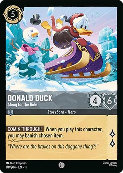 Donald Duck Along for the Ride Winterspell Lorcana card