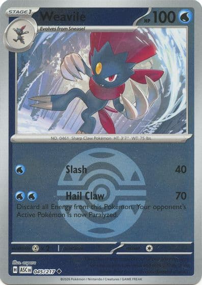 Weavile (Dusk Ball) ME: Ascended Heroes Pokemon card