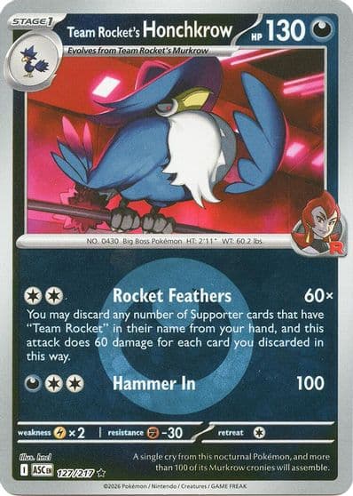 Team Rocket's Honchkrow (Energy Symbol Pattern) ME: Ascended Heroes Pokemon card