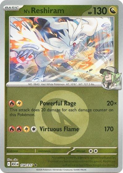 N's Reshiram (Energy Symbol Pattern) ME: Ascended Heroes Pokemon card