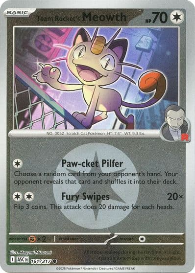 Team Rocket's Meowth (Energy Symbol Pattern) ME: Ascended Heroes Pokemon card