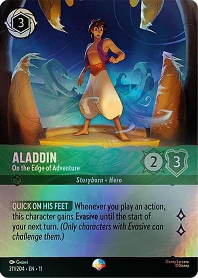 Aladdin On the Edge of Adventure Epic Winterspell Lorcana card