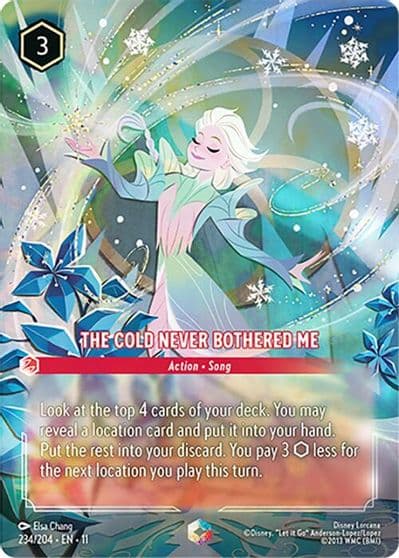 The Cold Never Bothered Me Enchanted Winterspell Lorcana card