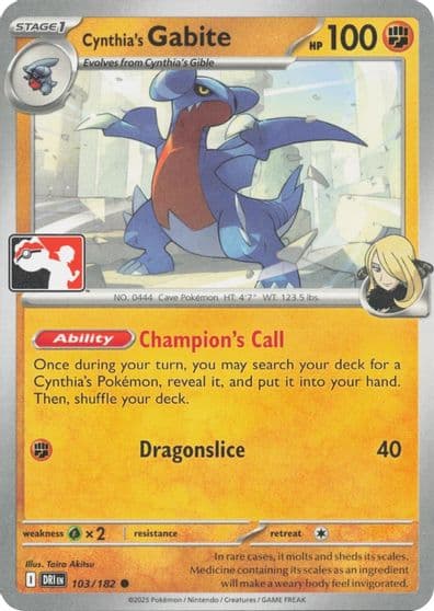 Cynthia's Gabite Prize Pack Series Cards Pokemon card