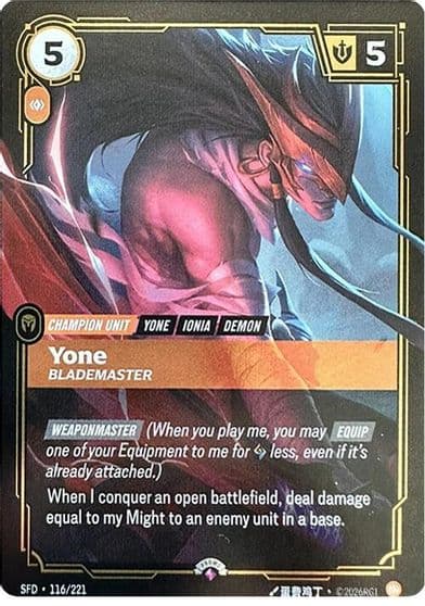 Yone Blademaster Riftbound Organized Play Promotional Cards Riftbound card