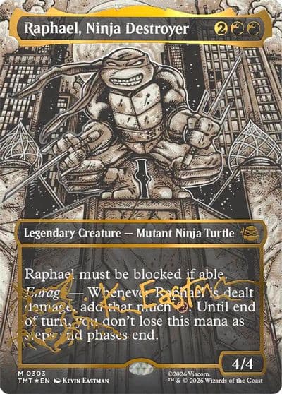 Raphael Ninja Destroyer Borderless Gold Stamped Signature Teenage Mutant Ninja Turtles Magic card